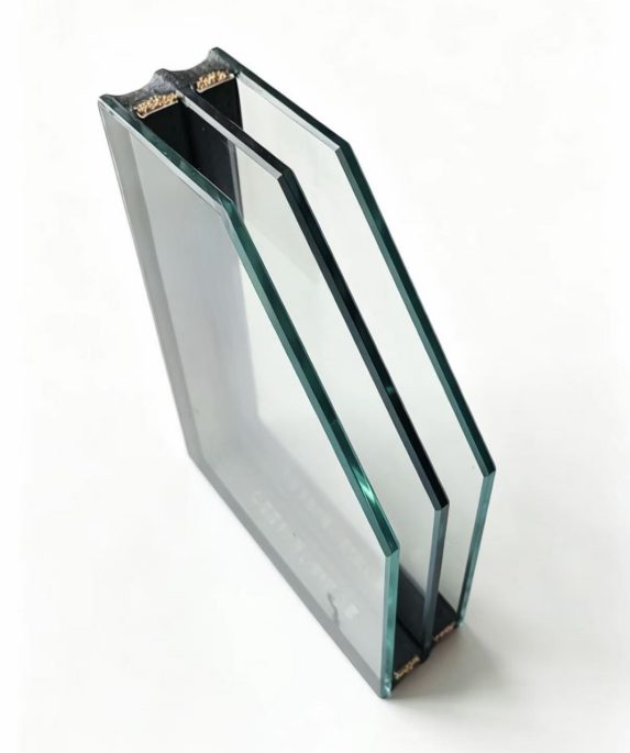 Triple-pane insulated glass unit edge for refrigeration doors