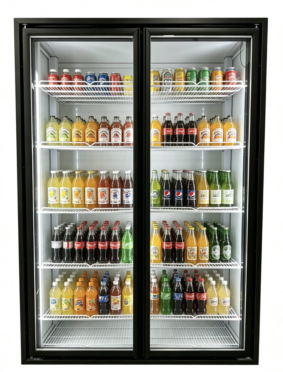 Classic aluminum frame glass door — two-door cooler with beverages