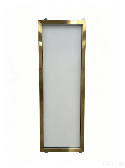 Titanium frame glass door with brushed gold profile
