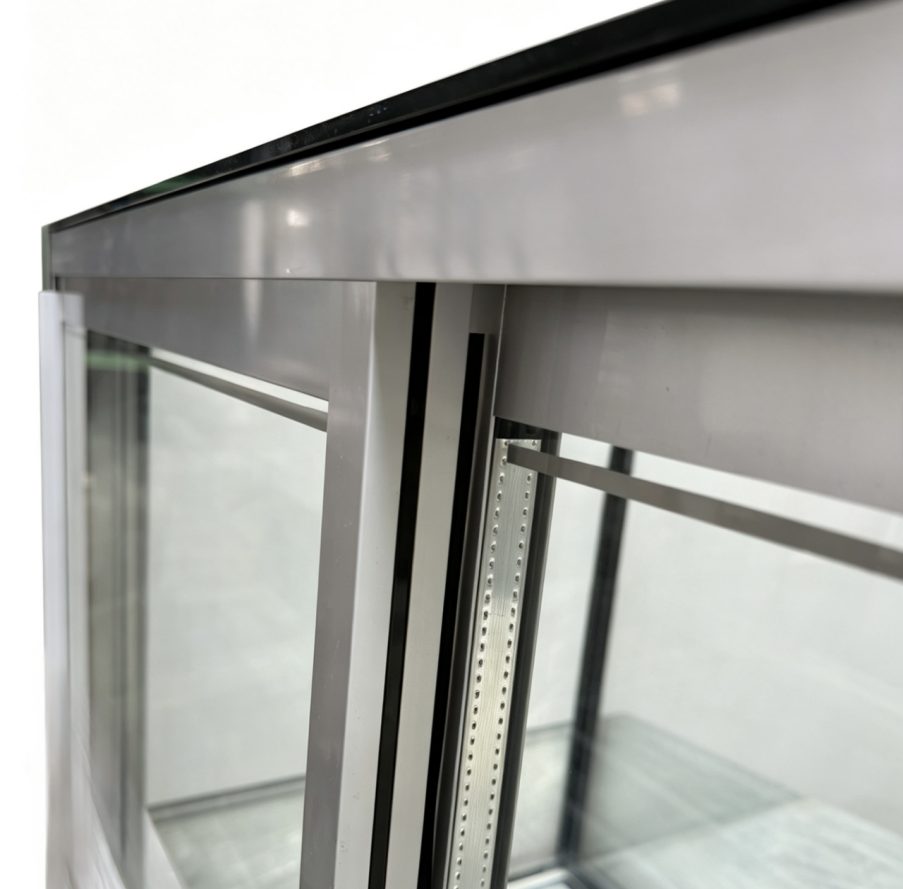 Walk-in cooler glass door frame detail
